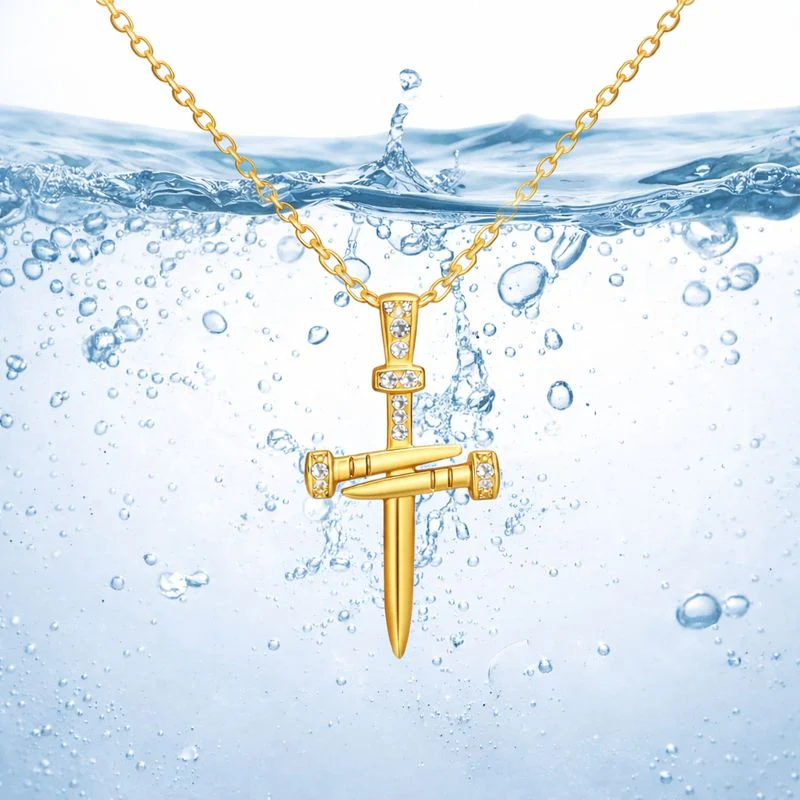 Divine Nail Cross Necklace – 18K Gold Plated Demi-Fine Jewellery - Image 3