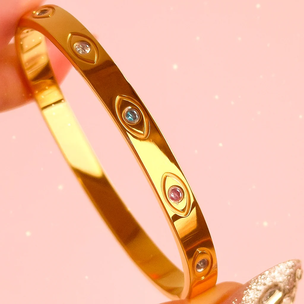 Aura Luxe Multicolor Evil Eye Bangle - Image 3