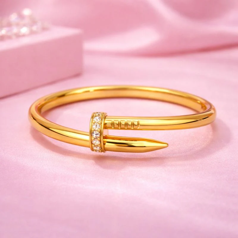 Aurelia Nail Cuff Bracelet – 18K Gold Plated Adjustable Bracelet for Women - Image 3