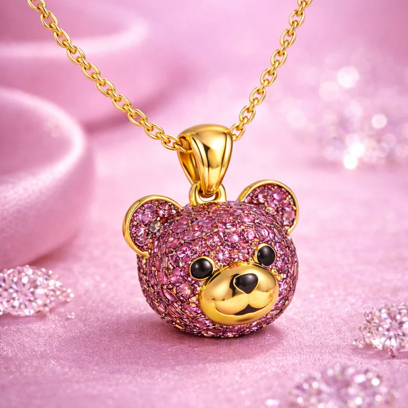 Bear Head Pendant Necklace – 18K Gold Plated Demi-Fine Jewellery for Women | Anti-Tarnish & Hypoallergenic - Image 3