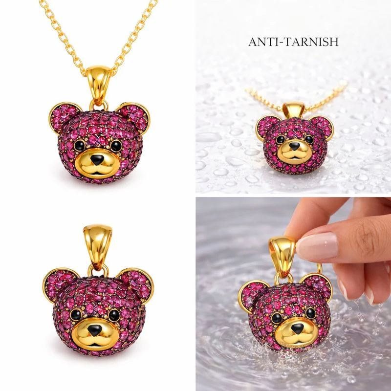 Bear Head Pendant Necklace – 18K Gold Plated Demi-Fine Jewellery for Women | Anti-Tarnish & Hypoallergenic - Image 5