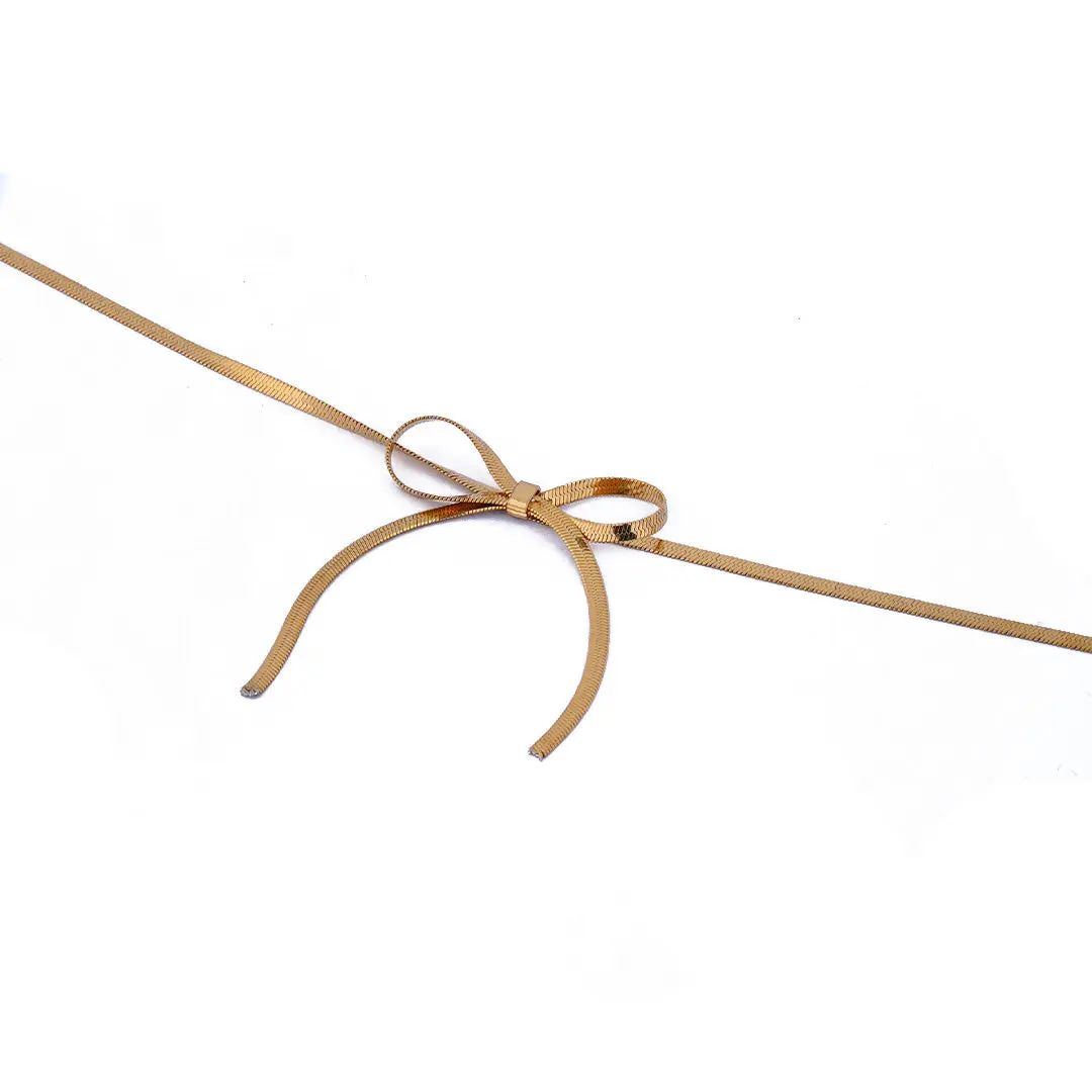 Minimal Gold Bow Necklace – Anti-Tarnish Demi-Fine Jewellery for Women - Image 3