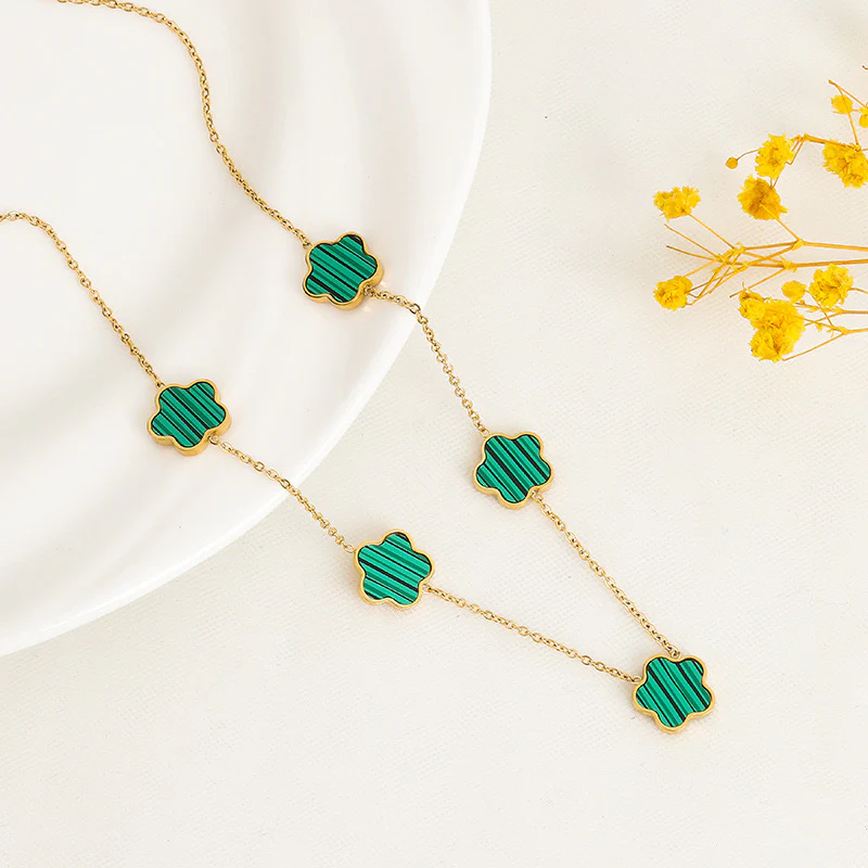 Emerald Clover Charm Necklace | 18K Gold Vermeil Demi-Fine Jewellery - Image 3