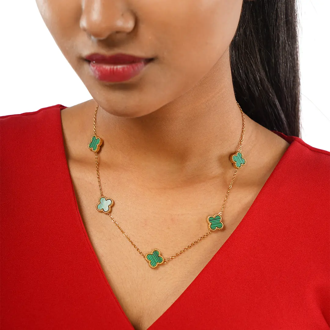 Emerald Clover Charm Necklace | 18K Gold Vermeil Demi-Fine Jewellery - Image 4