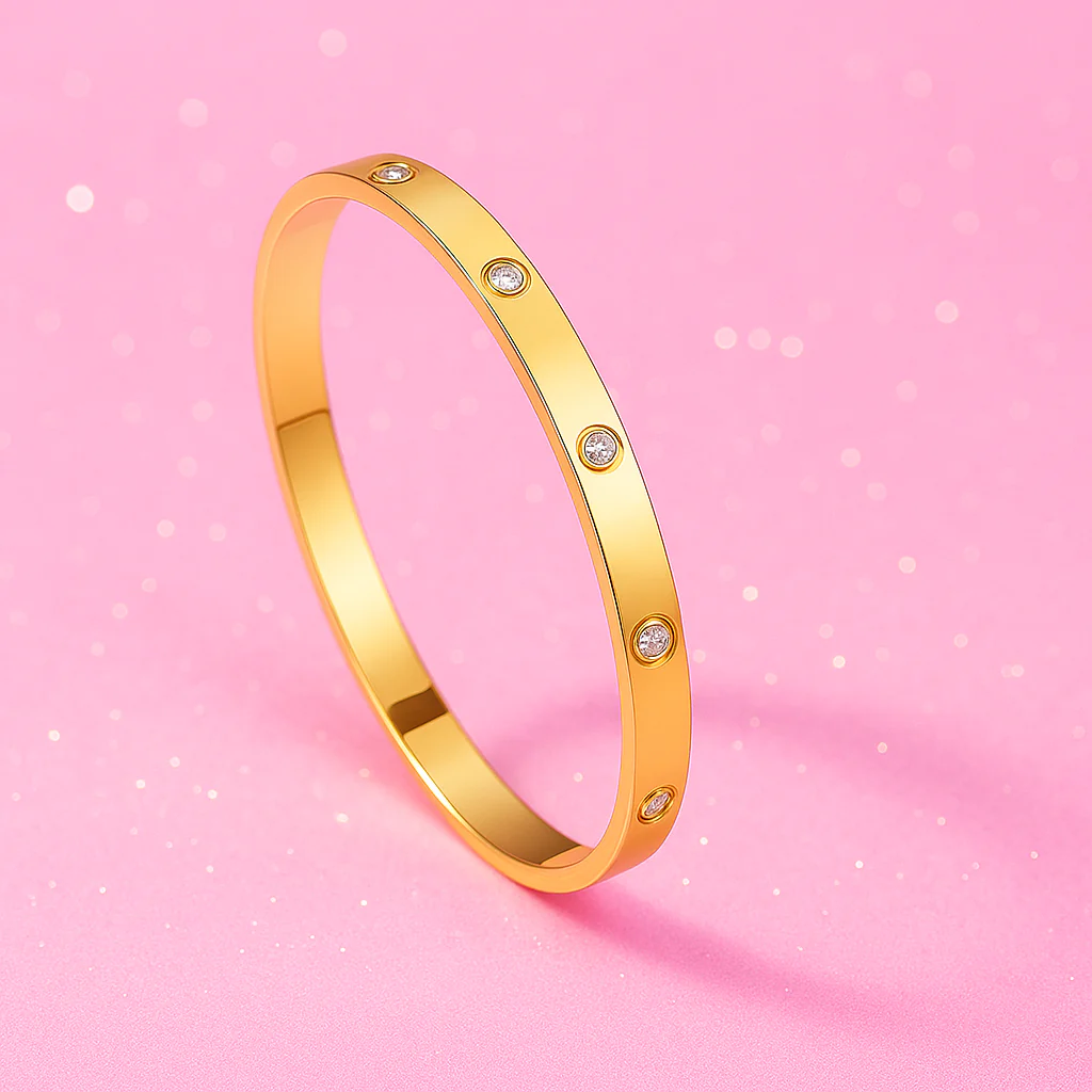 Gold Vermeil Bangle with Sparkling Stones – Demi-Fine Anti-Tarnish Jewellery - Image 3
