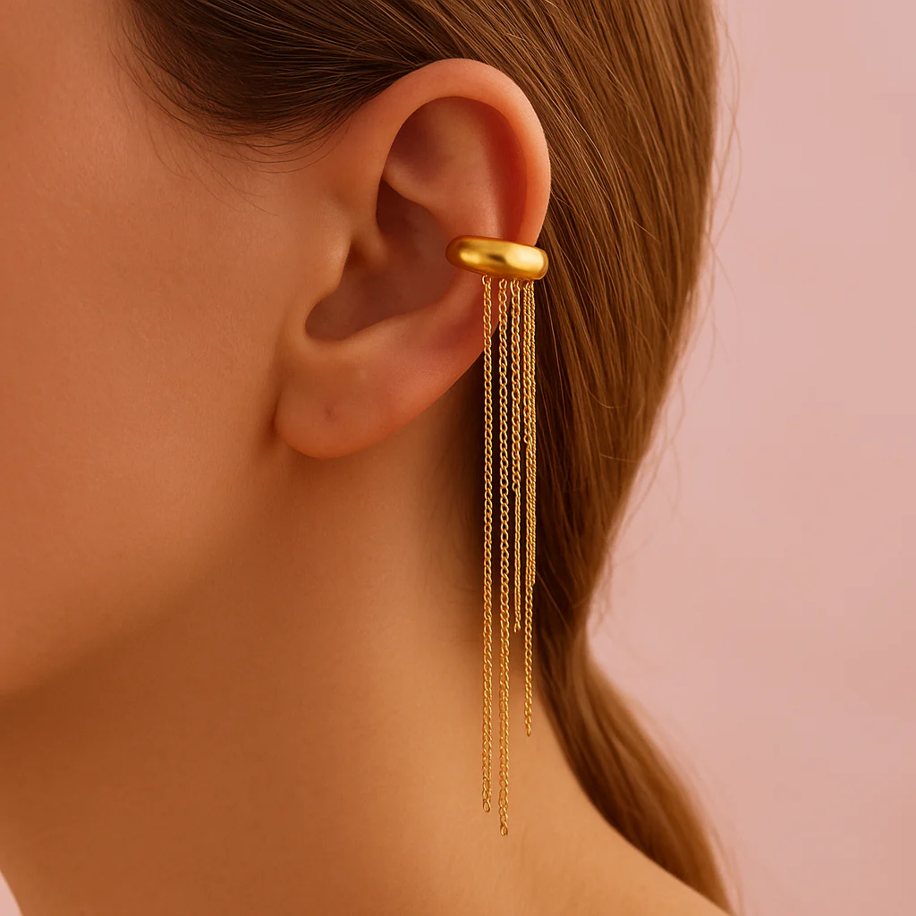 Gold Chain Tassel Ear Cuff | 18K Gold Vermeil Demi-Fine Jewellery - Image 3