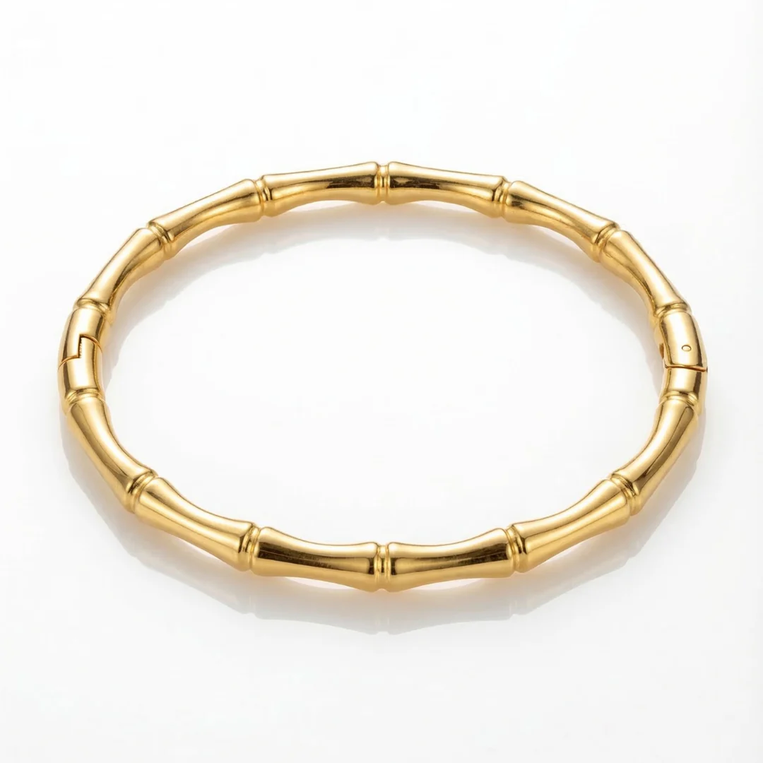 gold-plated bamboo style cuff bracelet - Image 5