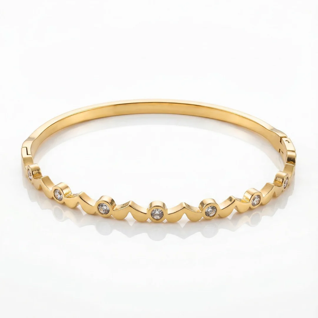 gold-plated bangle bracelet studded - Image 4