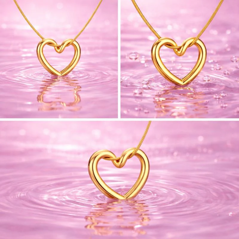 Gold-Plated Open Heart Pendant Necklace for Women & Girls | Demi-Fine Jewellery | 18K Gold Plated Pendant - Image 3