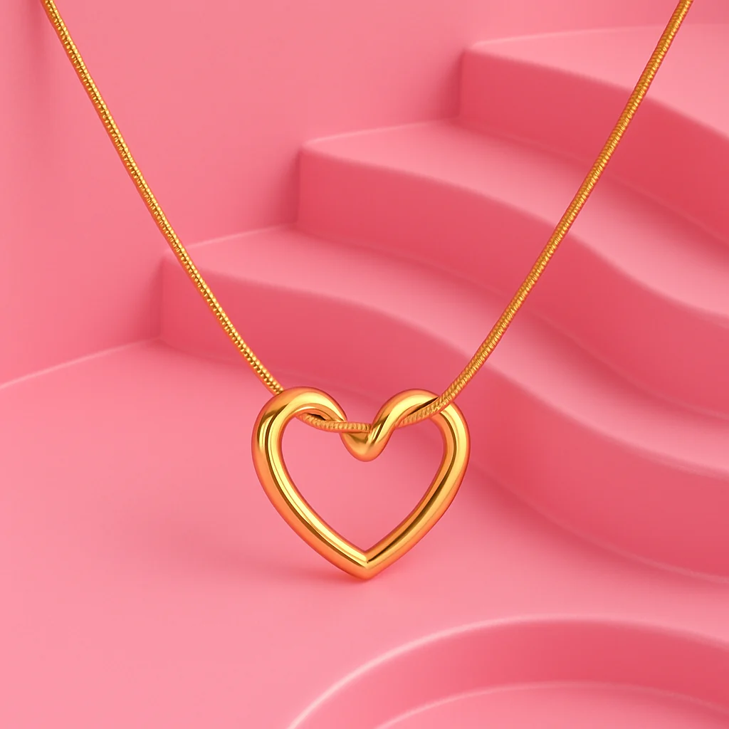 Gold-Plated Open Heart Pendant Necklace for Women & Girls | Demi-Fine Jewellery | 18K Gold Plated Pendant - Image 4