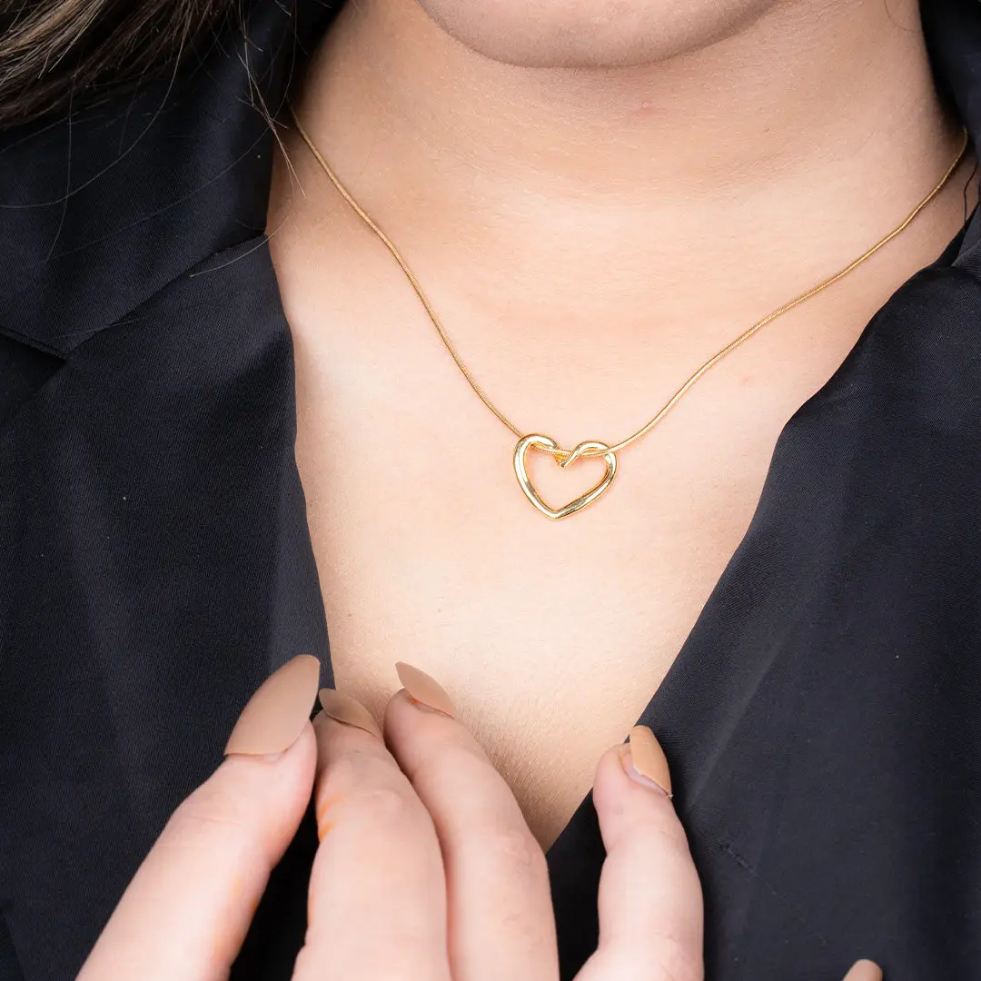 Gold-Plated Open Heart Pendant Necklace for Women & Girls | Demi-Fine Jewellery | 18K Gold Plated Pendant - Image 5