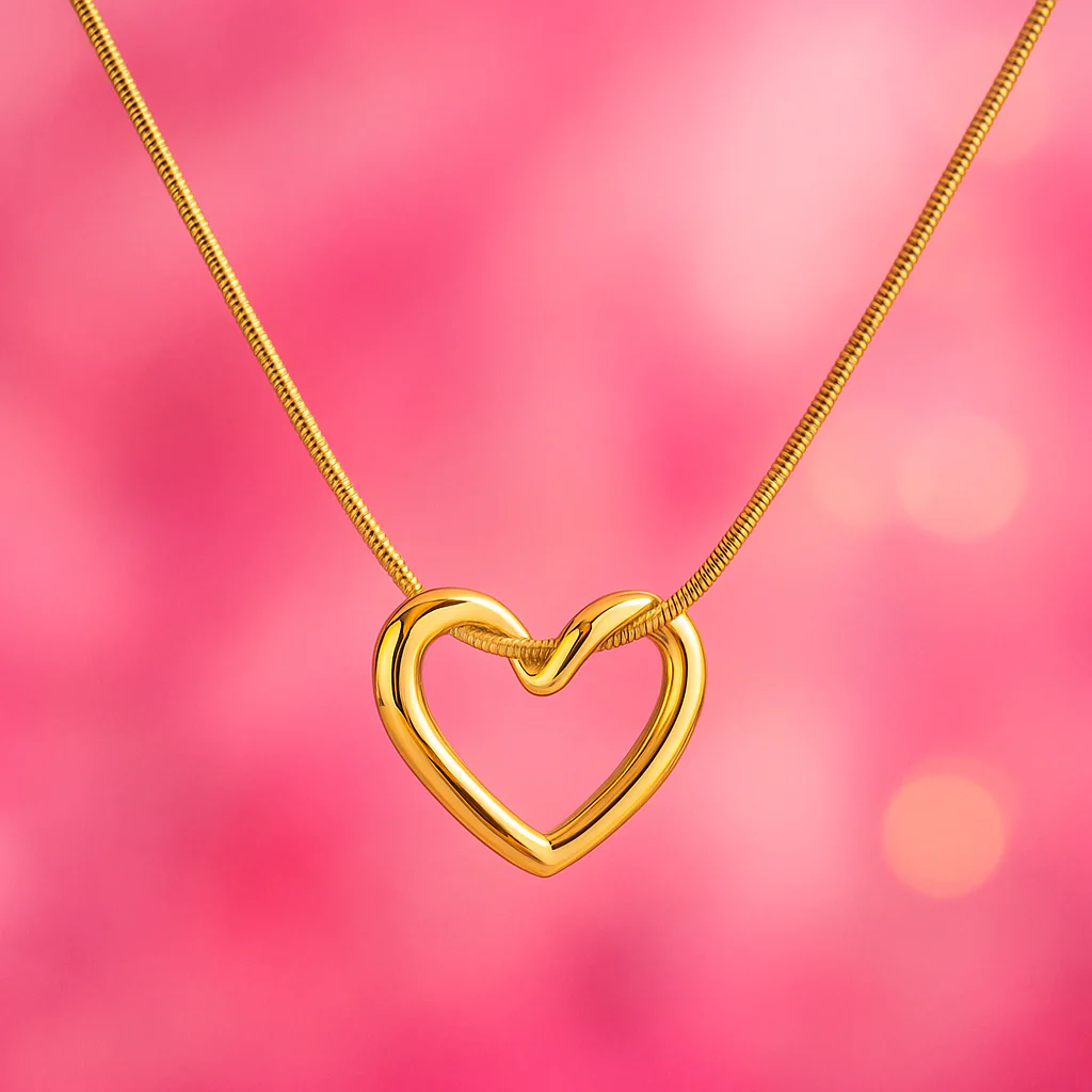 Gold-Plated Open Heart Pendant Necklace for Women & Girls | Demi-Fine Jewellery | 18K Gold Plated Pendant - Image 6