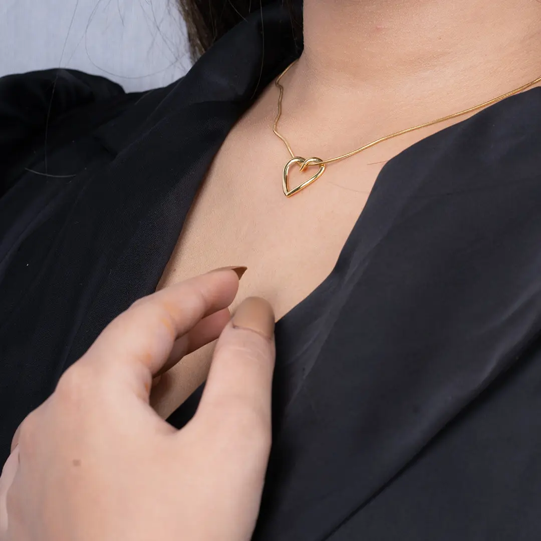 Gold-Plated Open Heart Pendant Necklace for Women & Girls | Demi-Fine Jewellery | 18K Gold Plated Pendant - Image 7