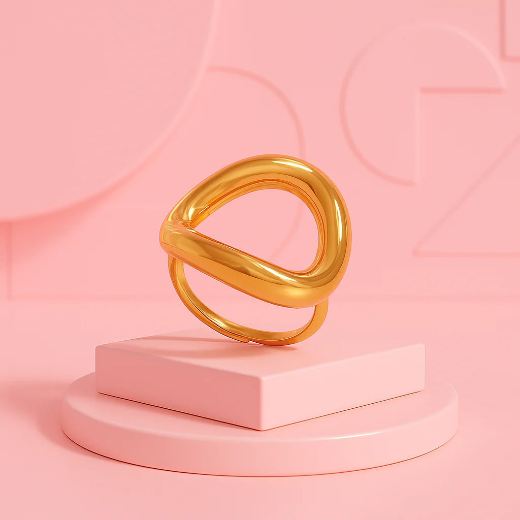 Infinity Curve Gold Ring - Image 3