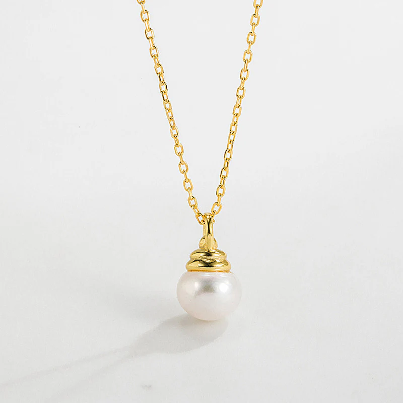 Luna Dew – Gold-Plated Pearl Drop Necklace - Image 3