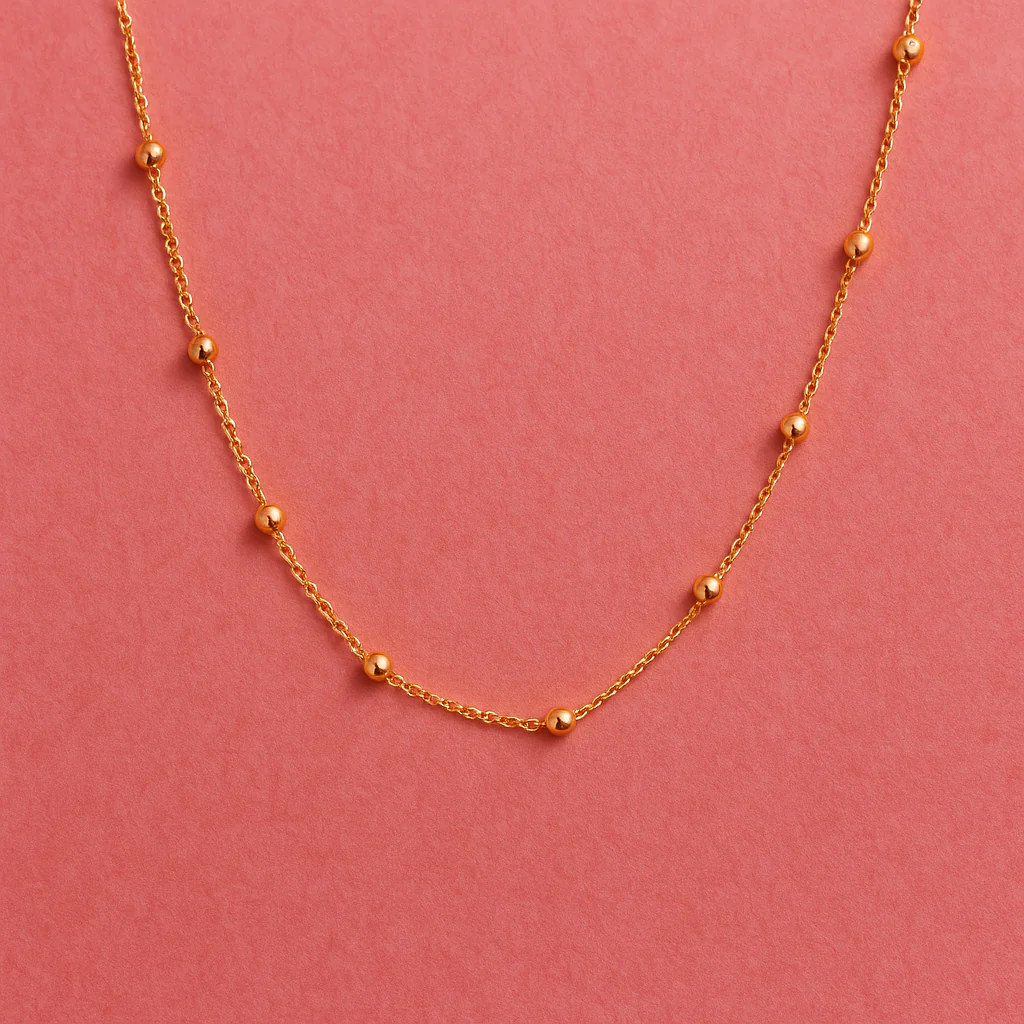 Minimal Gold Bead Chain Necklace | 18K Gold Vermeil Demi-Fine Jewellery - Image 3