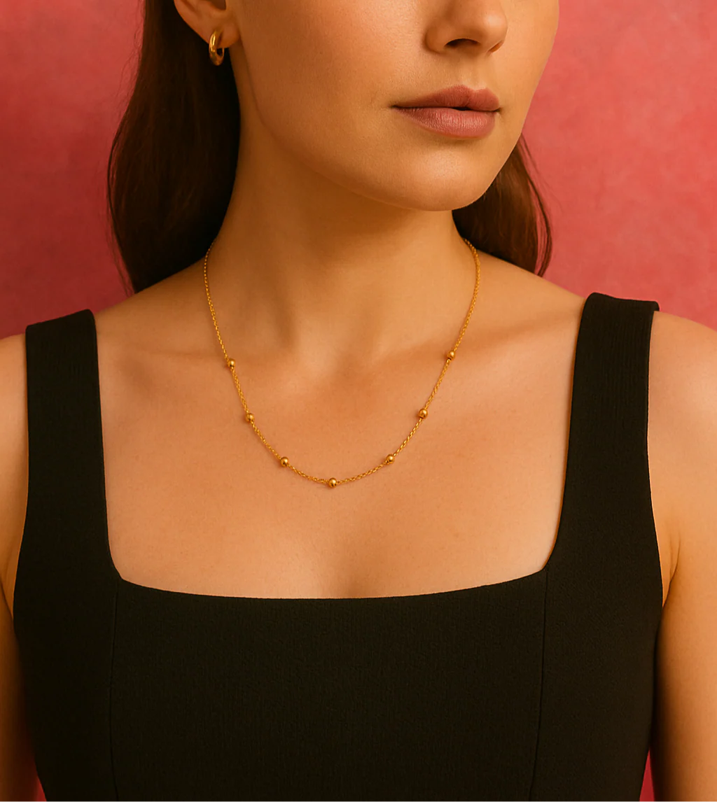 Minimal Gold Bead Chain Necklace | 18K Gold Vermeil Demi-Fine Jewellery - Image 5