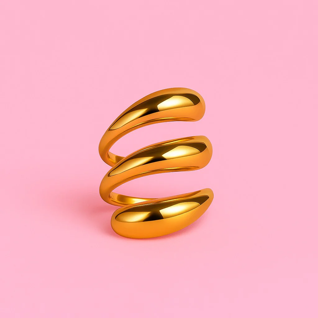 Triple Curve Gold Statement Ring - Image 3